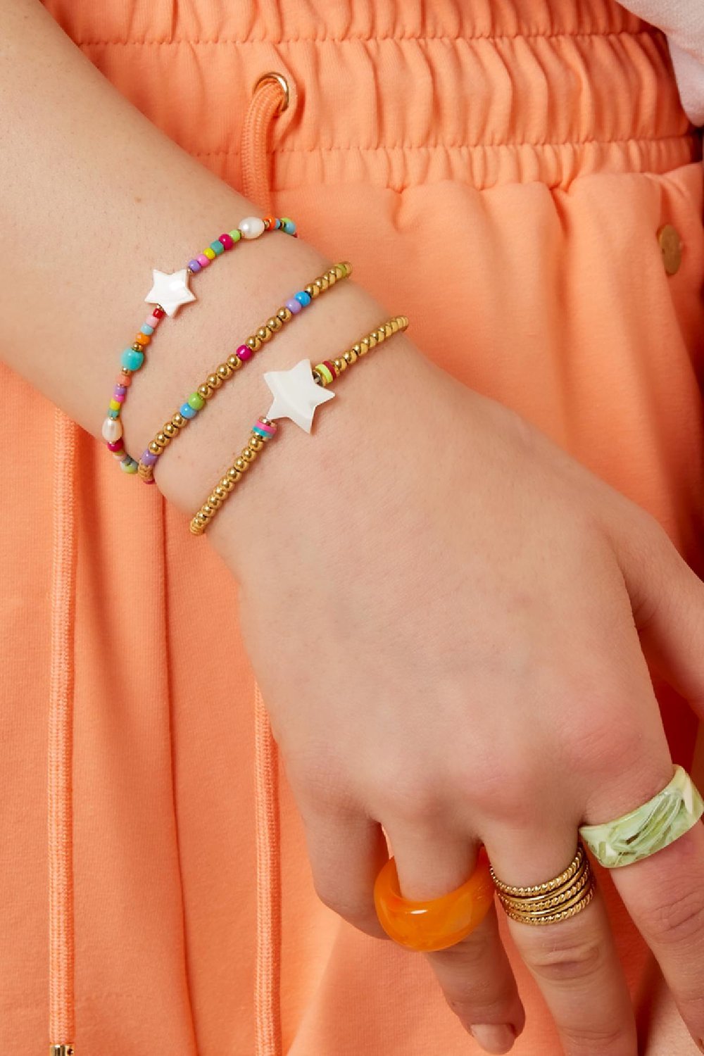 Beads & Stars Armband - #summergirls-Kollektion Goldfarbe Schale h5Bild2